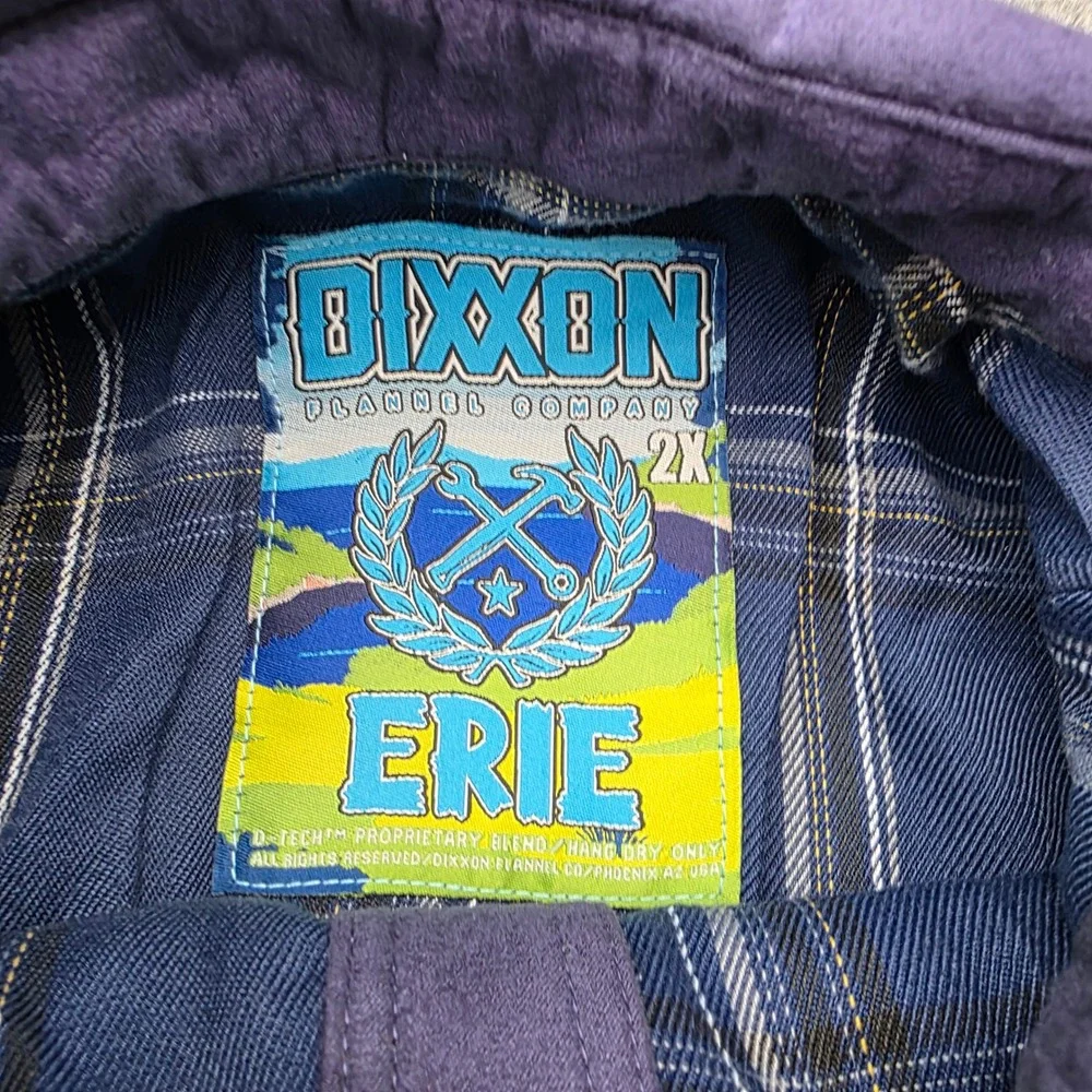 Dixxon Erie Solid Blue Plaid Lined Snap Jacket Shacket Mens 2XL 2X D-Tech
